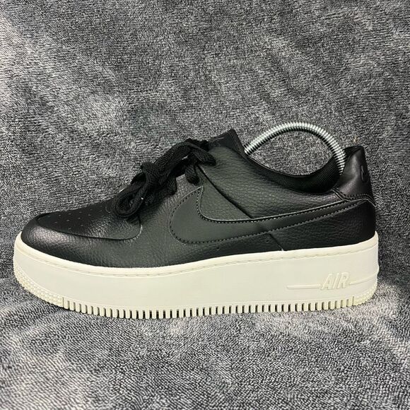 Nike Air Force 1 Sage Low Black Leather with Platform women’s 10 - Picture 1 of 8